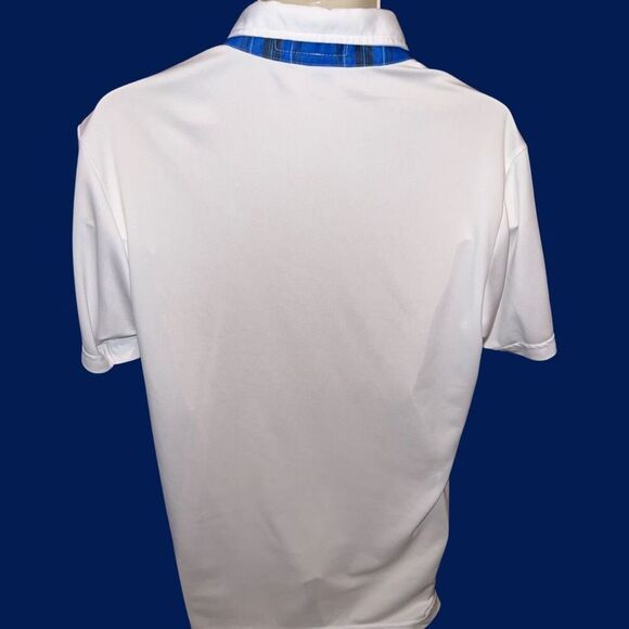 iliac Carlsbad Collar Blue Tartern White Short Sleeve Golf Polo Size Large #2 - Picture 4 of 7
